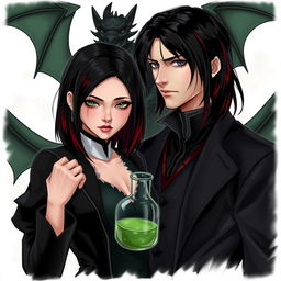 A dark romance scene featuring Draco Malfoy from Harry Potter alongside a character named Liv