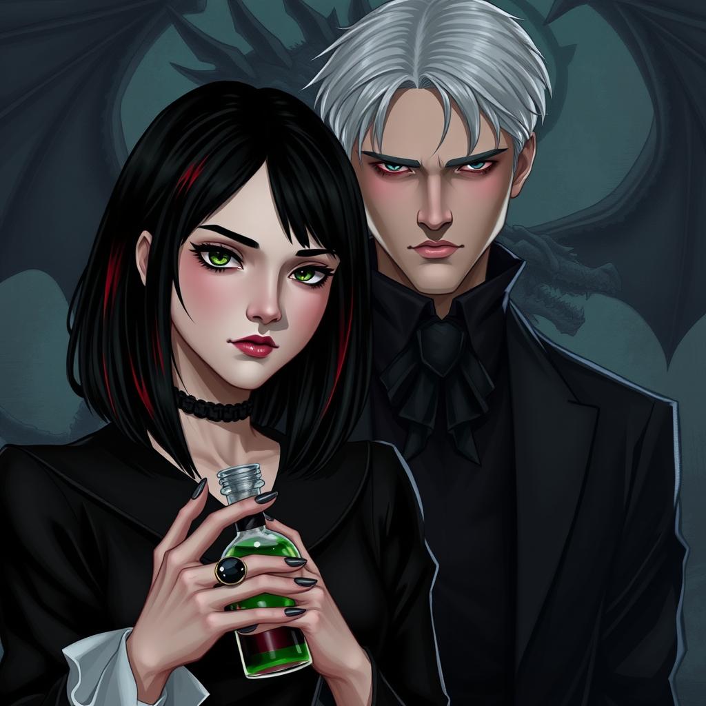 A dark romance scene featuring Draco Malfoy from Harry Potter alongside a character named Liv