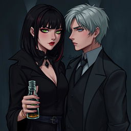 A dark romance scene featuring Draco Malfoy from Harry Potter alongside a character named Liv