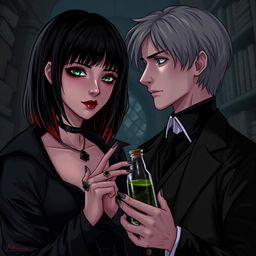 A dark romance scene featuring Draco Malfoy from Harry Potter alongside a character named Liv