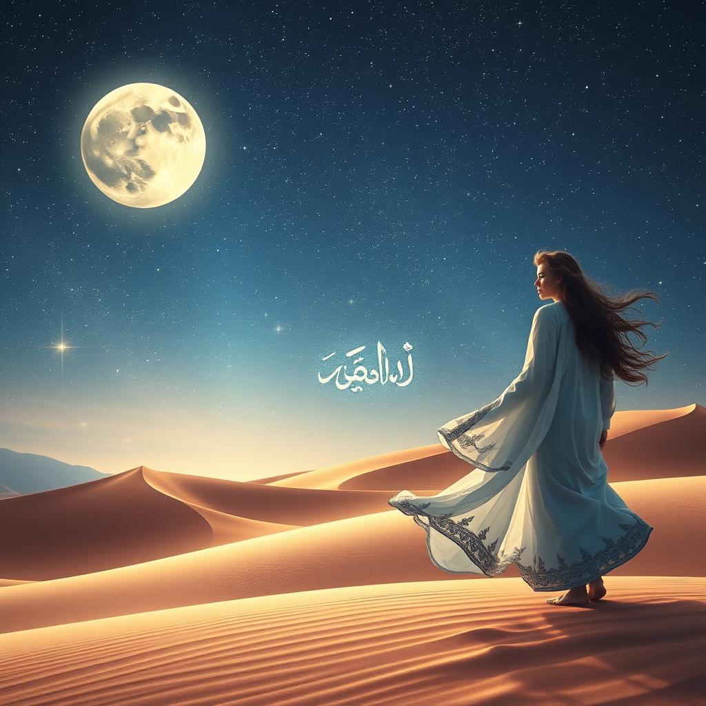 A romantic and mystical scene inspired by the legendary love story of Layla and Majnun
