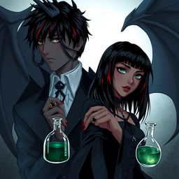 A dark romance-themed illustration featuring Draco Malfoy from the Harry Potter series alongside Liv, a compelling character with dark skin