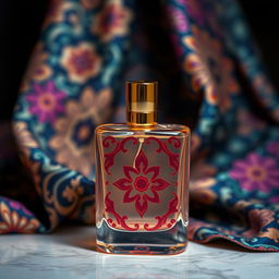 A luxurious perfume bottle inspired by Indonesian batik patterns
