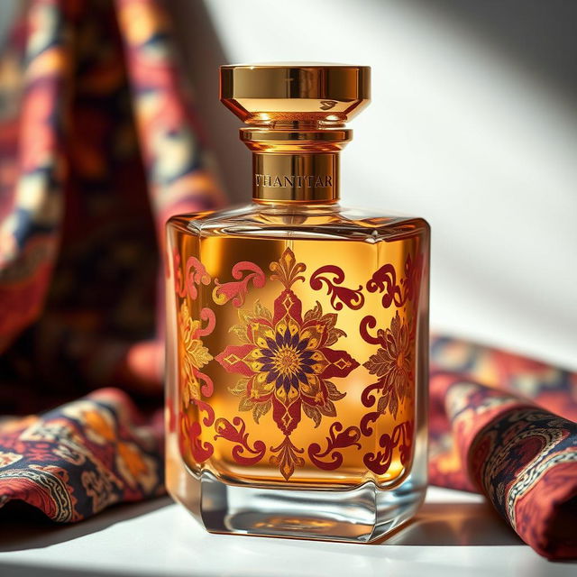 A luxurious perfume bottle inspired by Indonesian batik patterns