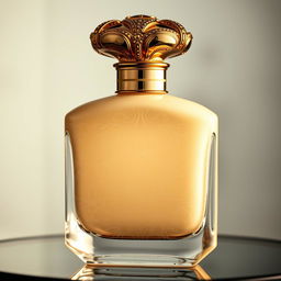 A luxurious perfume bottle inspired by batik designs, featuring an elegant cream color