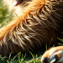A hyper-realistic close-up of a dog's calf