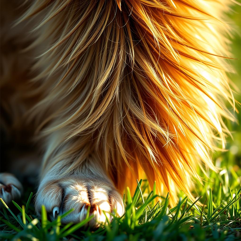 A hyper-realistic close-up of a dog's calf