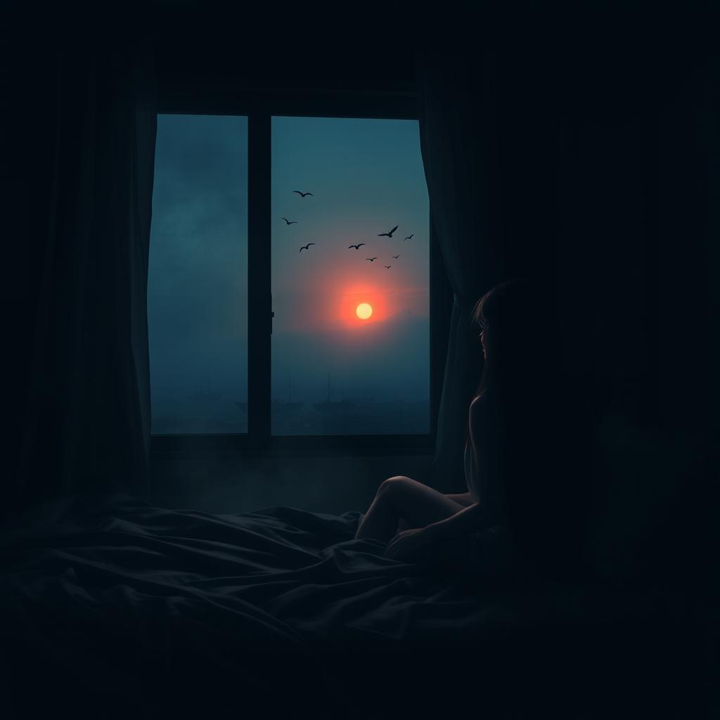 An atmospheric scene inspired by a heartfelt poem, depicting a dimly lit room at night