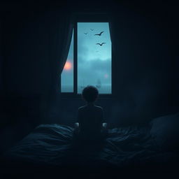 An atmospheric scene inspired by a heartfelt poem, depicting a dimly lit room at night