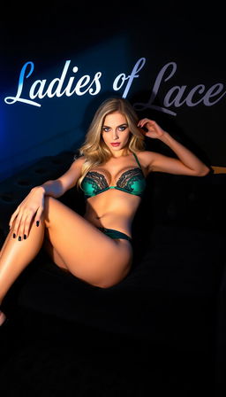A stunning photograph of a beautiful blonde model, 25 years old, with striking blue eyes and long, wavy blonde hair