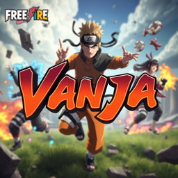 The name 'Vanja' in a bold, artistic 3D font, with a glowing effect, floating in the foreground