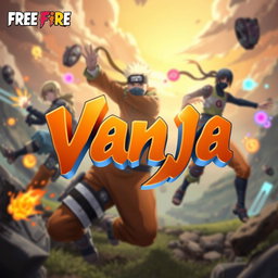The name 'Vanja' in a bold, artistic 3D font, with a glowing effect, floating in the foreground