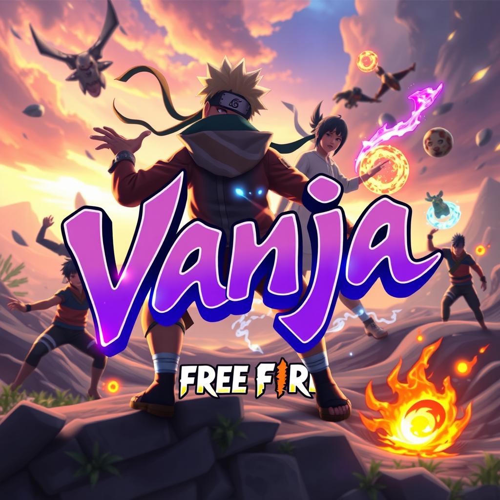 The name 'Vanja' in a bold, artistic 3D font, with a glowing effect, floating in the foreground