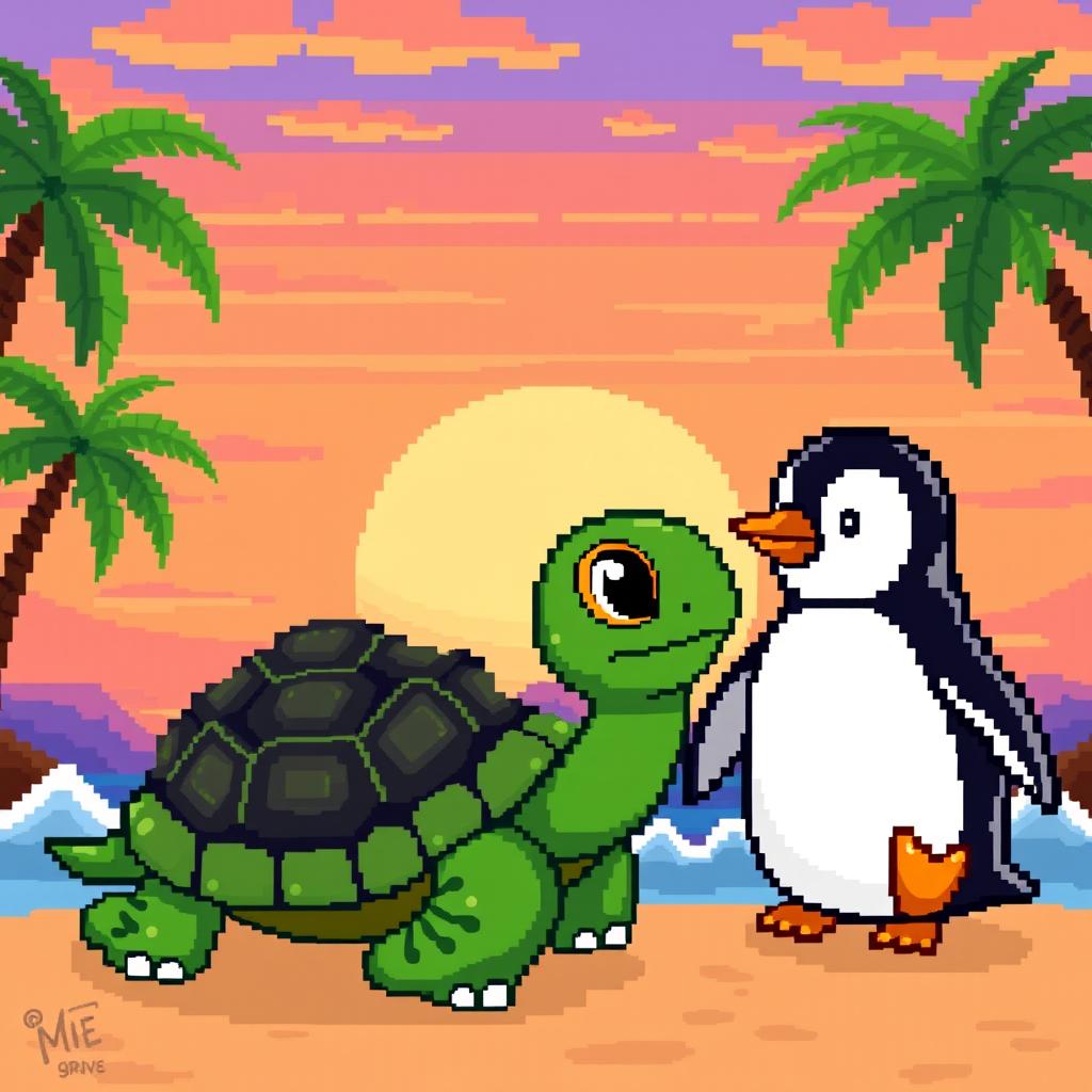 A vibrant pixel art landscape, perfect for a podcast backdrop