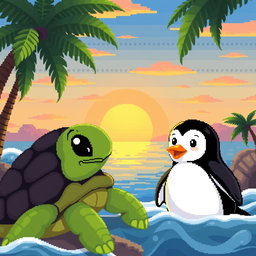 A vibrant pixel art landscape, perfect for a podcast backdrop