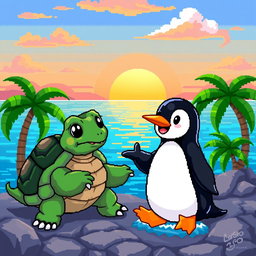 A stunning pixel art landscape, perfectly suited for a podcast theme