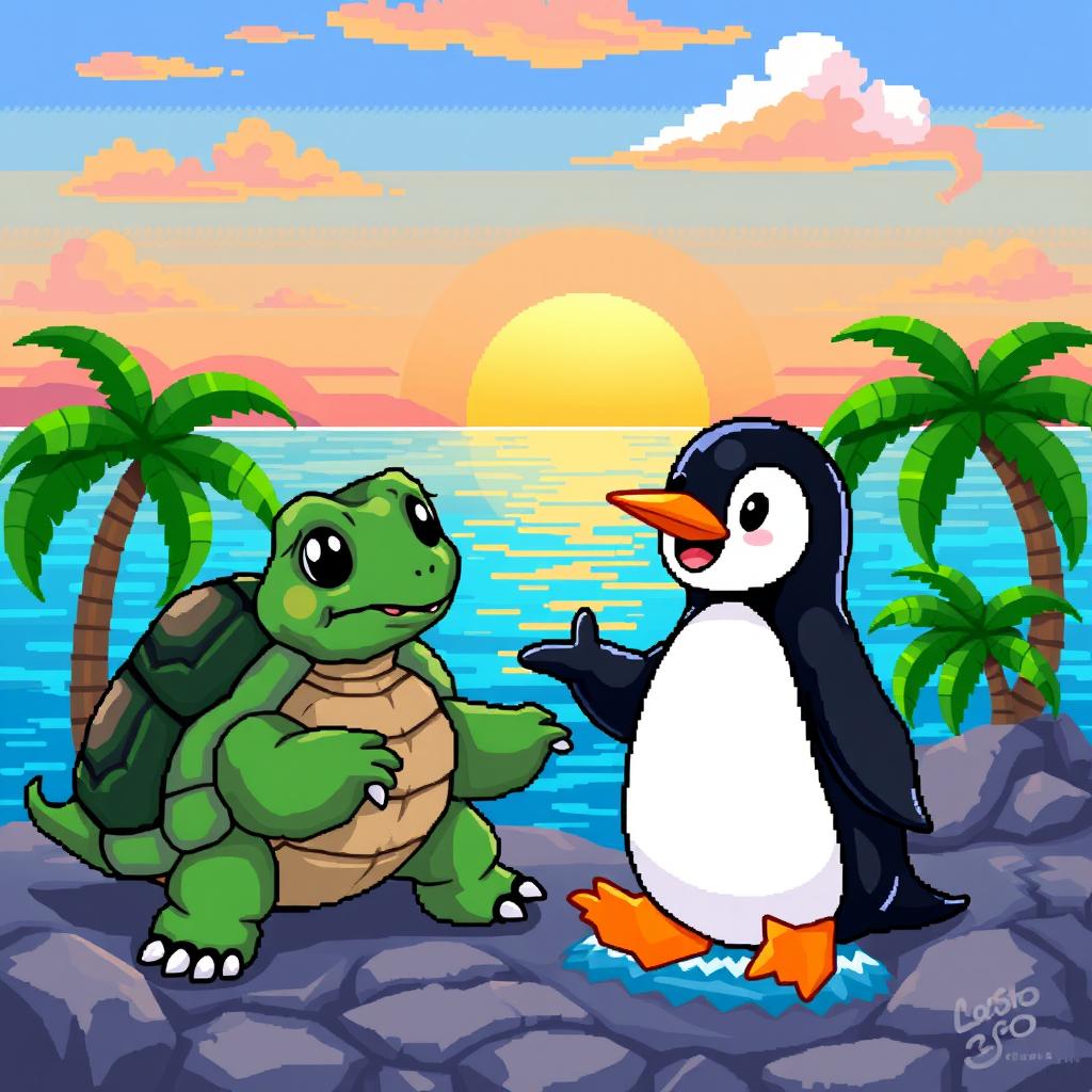 A stunning pixel art landscape, perfectly suited for a podcast theme