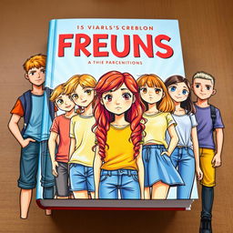 A vibrant book cover featuring seven youths