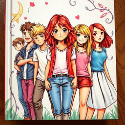 A captivating book cover featuring seven dynamic youths