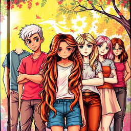A captivating book cover featuring seven young characters