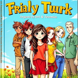 A captivating book cover featuring seven vibrant young characters