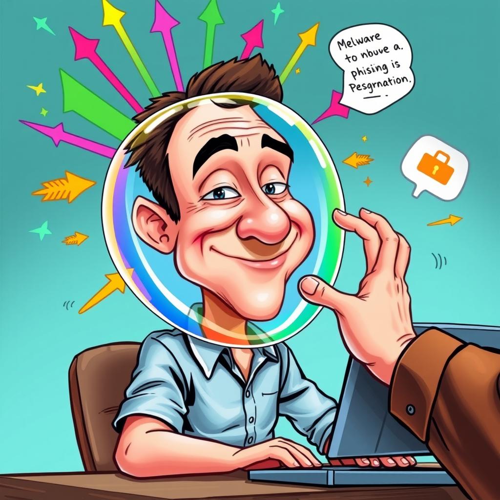 Playful Cybersecurity Caricature | Protecting Your Digital World