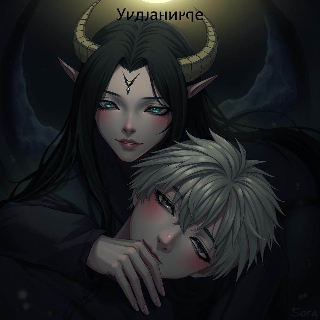 A scene titled 'Связанные' at the top center, with the author's name 'Sora' at the bottom