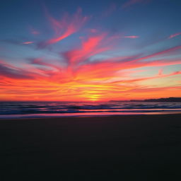 A beautiful sunset background with vibrant colors, featuring deep oranges, pinks, and purples blending seamlessly across the sky
