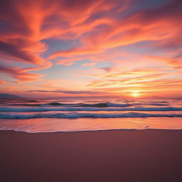 A beautiful sunset background with vibrant colors, featuring deep oranges, pinks, and purples blending seamlessly across the sky