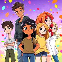 A vibrant and engaging illustration featuring a group of young characters