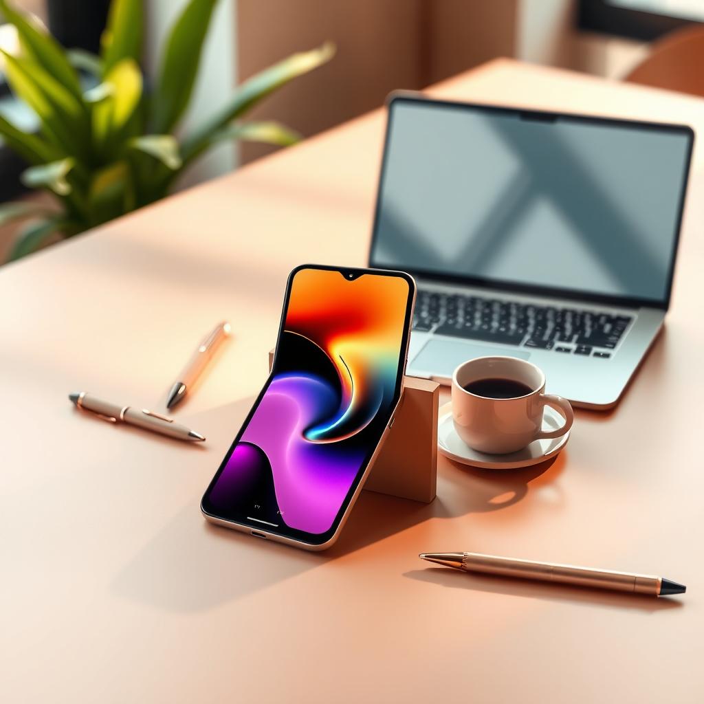 A stunning mockup design showcasing a contemporary smartphone in an elegant environment