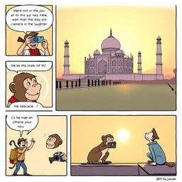 A comic strip featuring the Taj Mahal, illustrating a humorous and light-hearted story
