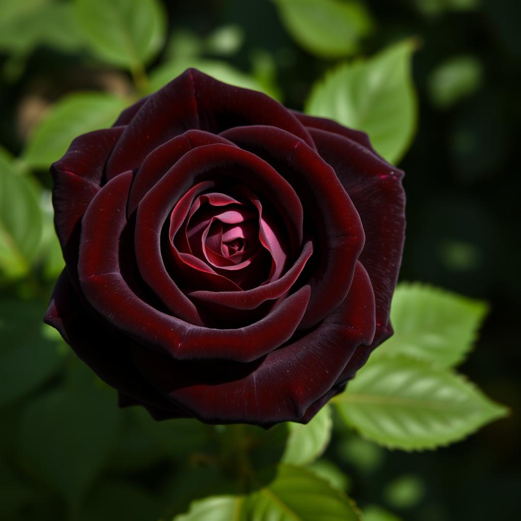 A stunning dark brown rose in full bloom, showcasing its velvety petals with intricate textures