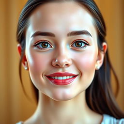 A digitally refined portrait of a person with a perfectly arranged and symmetrical face, showcasing flawless skin and well-defined features