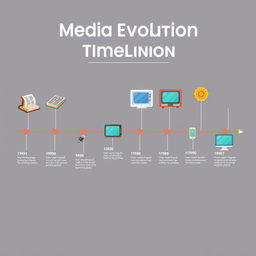 A visually engaging media evolution timeline poster that illustrates the progression of media technology over the decades