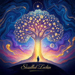 An album cover featuring a vibrant, abstract design with swirling colors of blue, purple, and gold