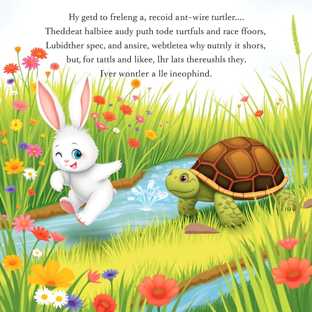 A whimsical story featuring a friendly rabbit and a wise turtle