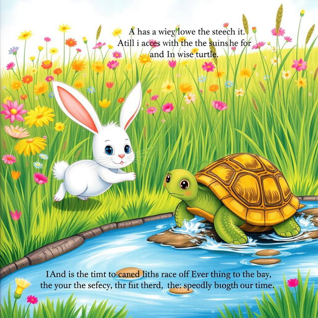 A whimsical story featuring a friendly rabbit and a wise turtle