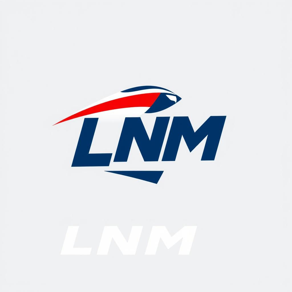 A modern and sleek logo design for a sports brand featuring the letters 'LNM'
