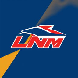 A modern and sleek logo design for a sports brand featuring the letters 'LNM'