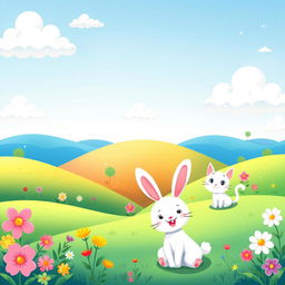 A charming and whimsical scene featuring a cute background