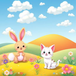 A charming and whimsical scene featuring a cute background