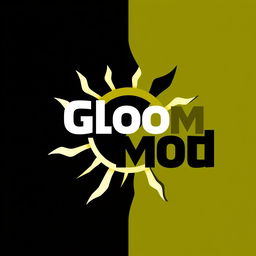 A modern logo design for a brand named 'Gloom Mod', featuring a stylized sun motif