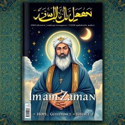 A captivating magazine cover featuring an artistic depiction of Imam Zaman (the Mahdi)
