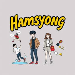 A trendy t-shirt design featuring the word 'Hamsyong' in bold, eye-catching typography