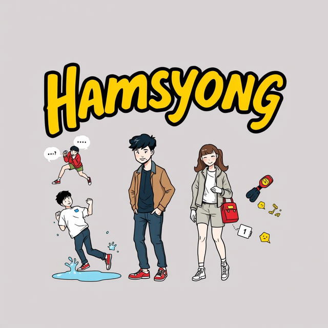 A trendy t-shirt design featuring the word 'Hamsyong' in bold, eye-catching typography