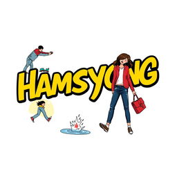 A trendy t-shirt design featuring the word 'Hamsyong' in bold, eye-catching typography