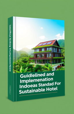 A visually appealing book cover design featuring a sustainable hotel concept in Indonesia