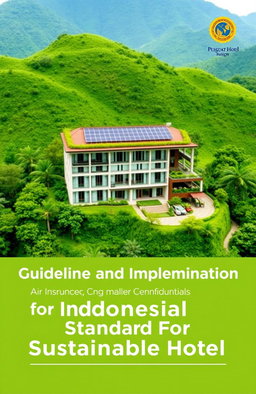 A visually appealing book cover design featuring a sustainable hotel concept in Indonesia