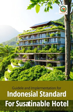 A visually appealing book cover design featuring a sustainable hotel concept in Indonesia